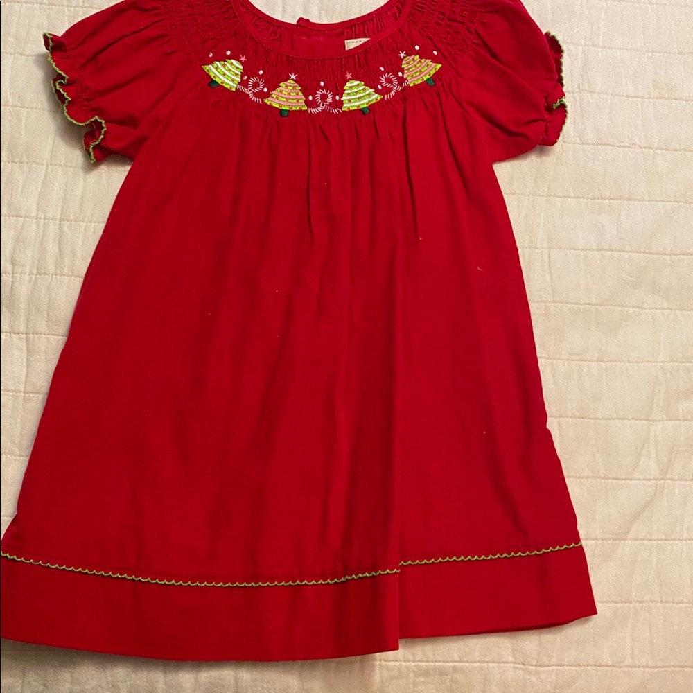Red Kids Dress with Embroidered Accents